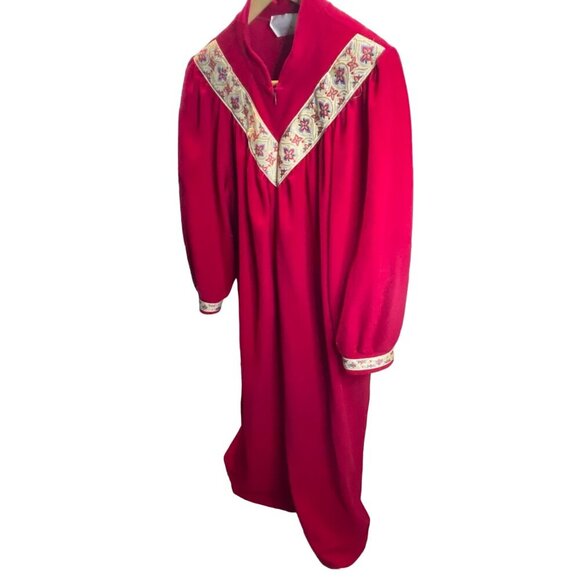 Vintage Vanity Fair Sleepwear Red Full Length Zippered Dressing Gown SZ Large - Picture 3 of 7